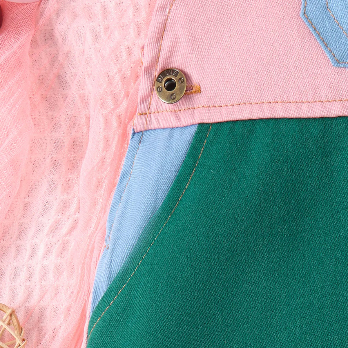 Girls Multicolor Colorblocked Square Neck Dungaree Jumpsuits