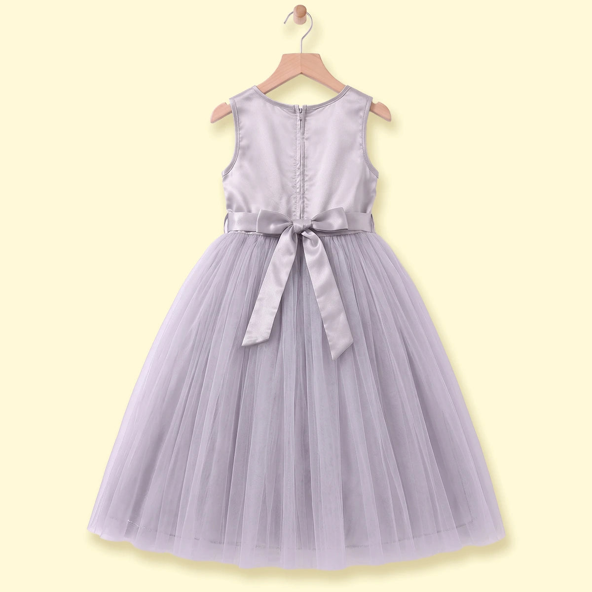Girls Grey Floral Applique Fit & Flare Party Dress Party Dresses