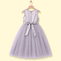Girls Grey Floral Applique Fit & Flare Party Dress Party Dresses