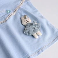 Girls Sky Blue Embroidered Top With Elasticated Shorts Sets 2 pc. Sets
