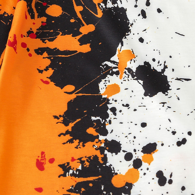 Boys Orange Abstract Print Short Sleeve T-Shirt With Elasticated Shorts Set 2 pc. Sets