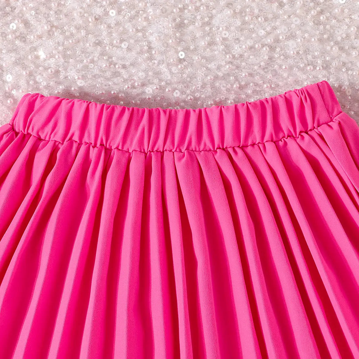 Girls Pink Double-Breasted Blazer Crop Top With Pleated Skirt Co-ord Sets Sets