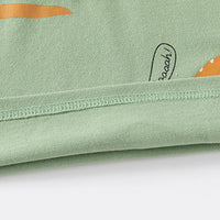 Boys Green Animal Cartoon Printed Short Sleeves Polo T-Shirt Tshirts