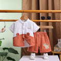 Boys Orange Embroidered Short Sleeve Shirt With Elasticated Shorts Sets 2 pc. Sets Orange 0-3 M