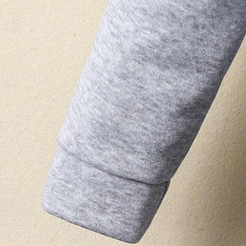 Boys Grey Melange Star Printed Hooded Sweatshirt with Joggers Set Sets