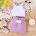 Girls Textured Sleeveless Top With Purple Skirt Sets 2 pc. Sets Purple 1-2 Y