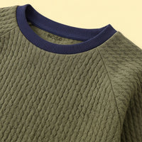 Boys Green Textured Sweatshirt With Denim Pants Sets Sets