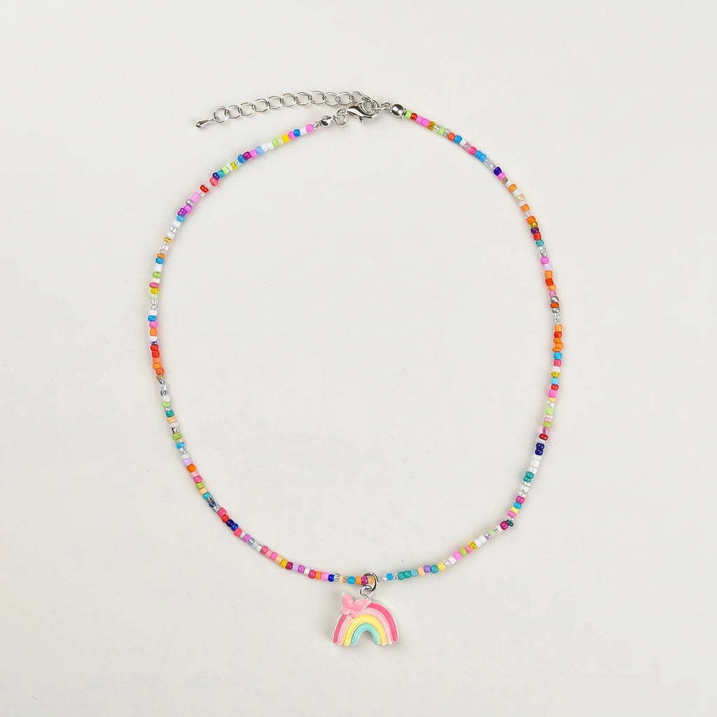 Pack Of 4 Girls Multicolour Beaded Charm Necklace Sets Necklace and Chains