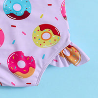 Girls Pink Graphics Sleeveless Bodysuit Swimwear Beachwear