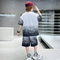 Boys White Typographic Printed Summer T-Shirt With Shorts Set 2 pc. Sets