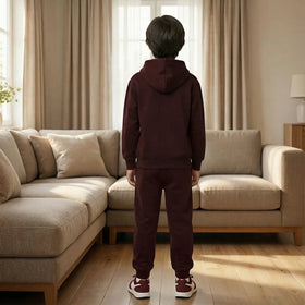 Boys Maroon Dinosaur Graphics Hoodies Sweatshirt With Joggers Sets 2 pc. Sets