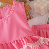 Girls Pink Solid Sleeveless Peplum Top With Pants Co-ord Sets Sets