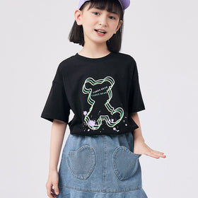 Girls Printed Oversized Casual T-shirt Tshirts   