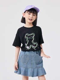 Girls Printed Oversized Casual T-shirt Tshirts   