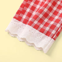 Girls Red Checked Sleeveless Top With Pants Sets 2 pc. Sets