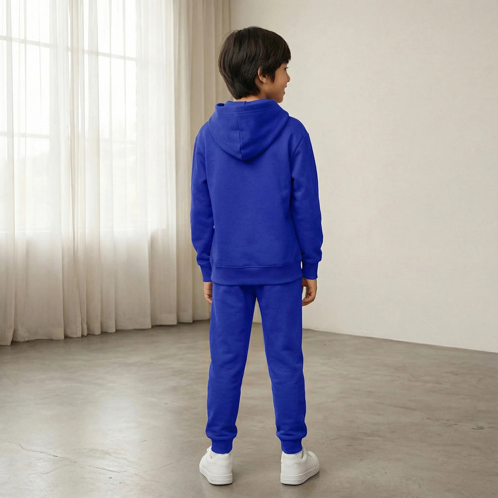 Boys Dark Blue K-Pop Neo Sound Graphics Hoodie With Jogger Co-ord Sets Sets