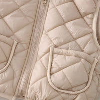 Boys Beige Long Sleeve Fleece Jacket With Quilted Vest & Jogger Sets Sets