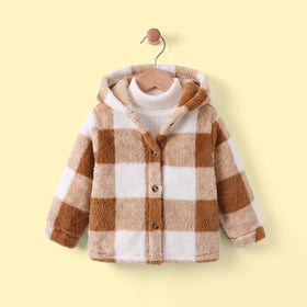 Girls Brown Checked Long Sleeve Hooded Jacket Coats & Jackets Brown 2-3 Y
