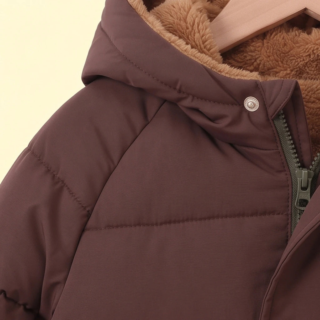 Boys Dark Brown Fur Hooded Puffer Jacket Coats & Jackets