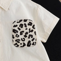 Boys Beige Animal Print Shirt with Elasticated Shorts Sets 2 pc. Sets