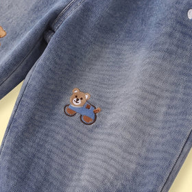 Boys Brown Striped Polo Sweatshirt With Denim pants Sets Sets
