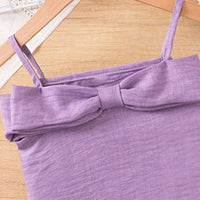 Girls Purple Textured Sleeveless Crop Top With Pants Co-ord Sets Sets
