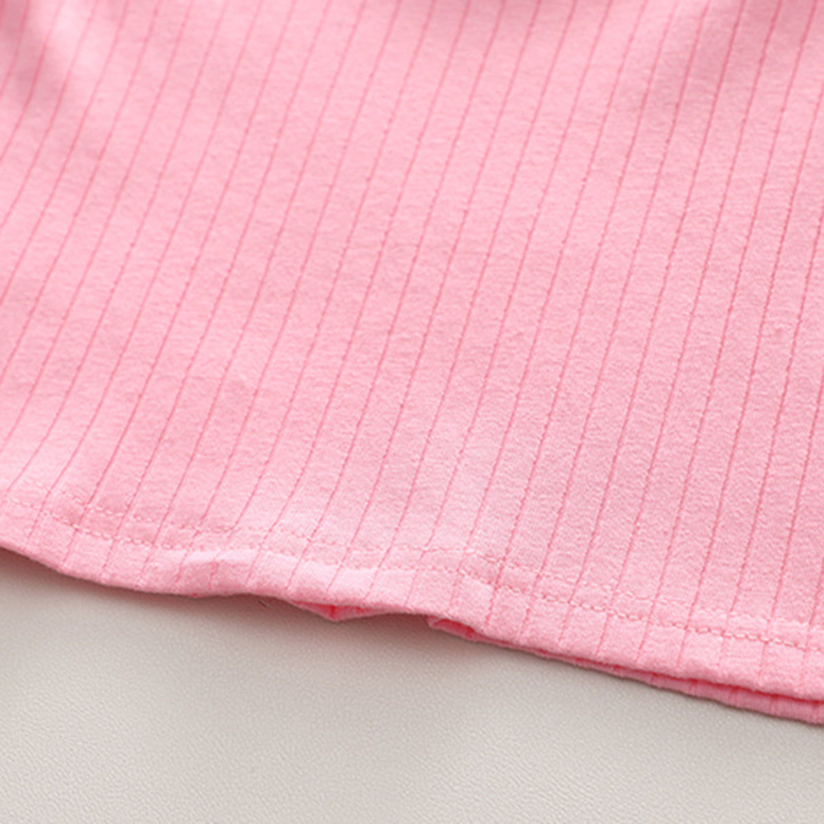Girls Pink Self Striped Knitted Top With Printed Pant Set 2 pc. Sets