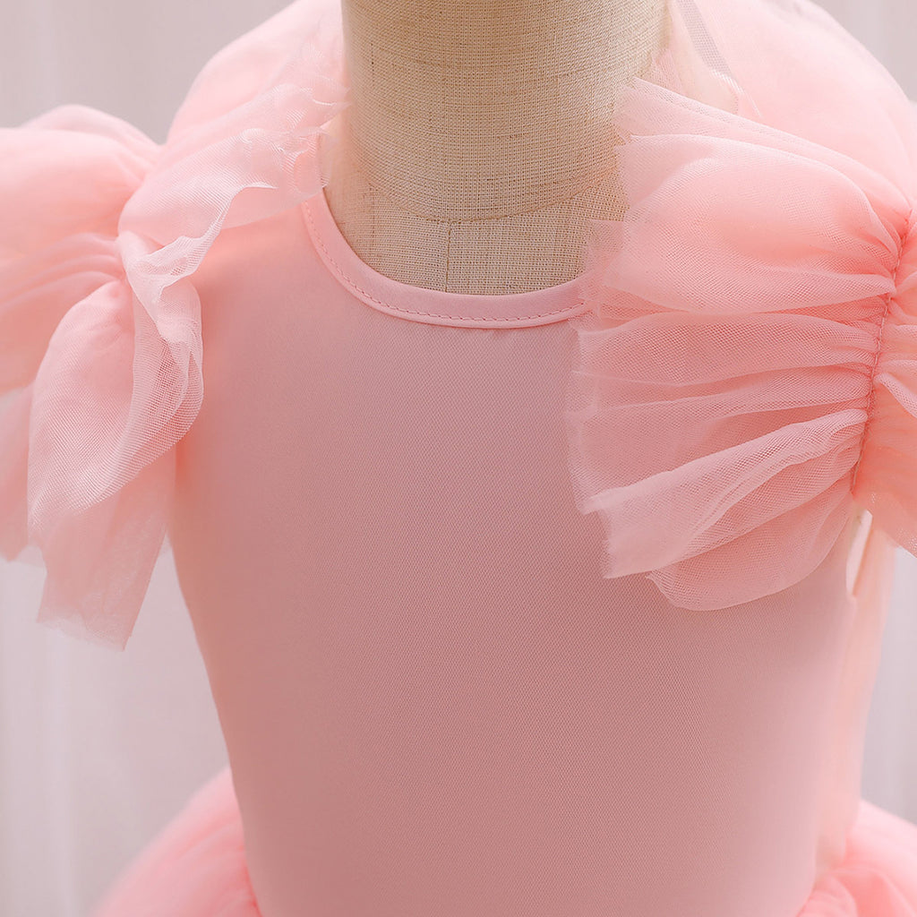 Girls Balloon Shape Tulle Party Dress Party Dresses   