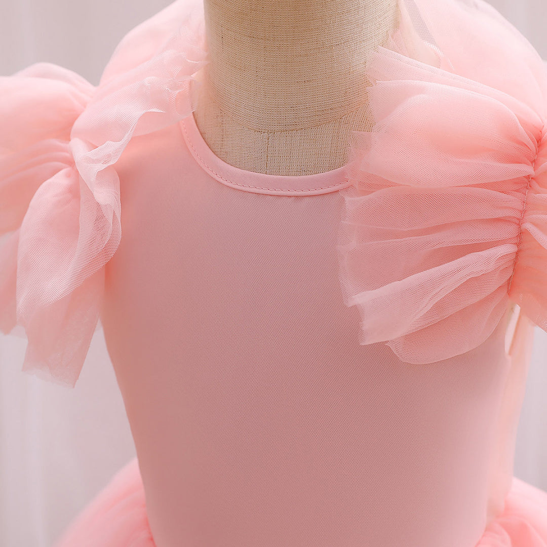 Girls Balloon Shape Tulle Party Dress Party Dresses   