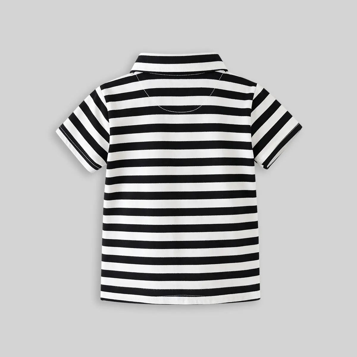 Boys Black Stripes Short Sleeves Polo T-Shirt With Shorts Set Sets