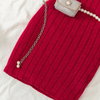 Girls Maroon Ribbed Sleeveless Bodycon Dress With Shrug Casual Dresses