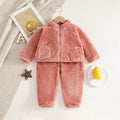 Girls Pink Polar Fleece Zipper Jacket With Jogger Co-ord Sets Sets Pink 1-2 Y