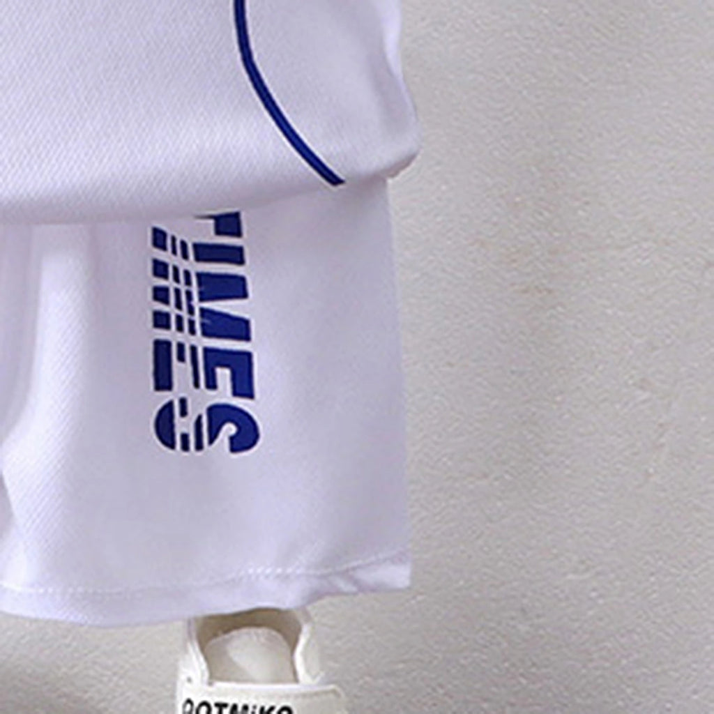 Boys White Short Sleeve Typography Print T-Shirt With Shorts Sets 2 pc. Sets