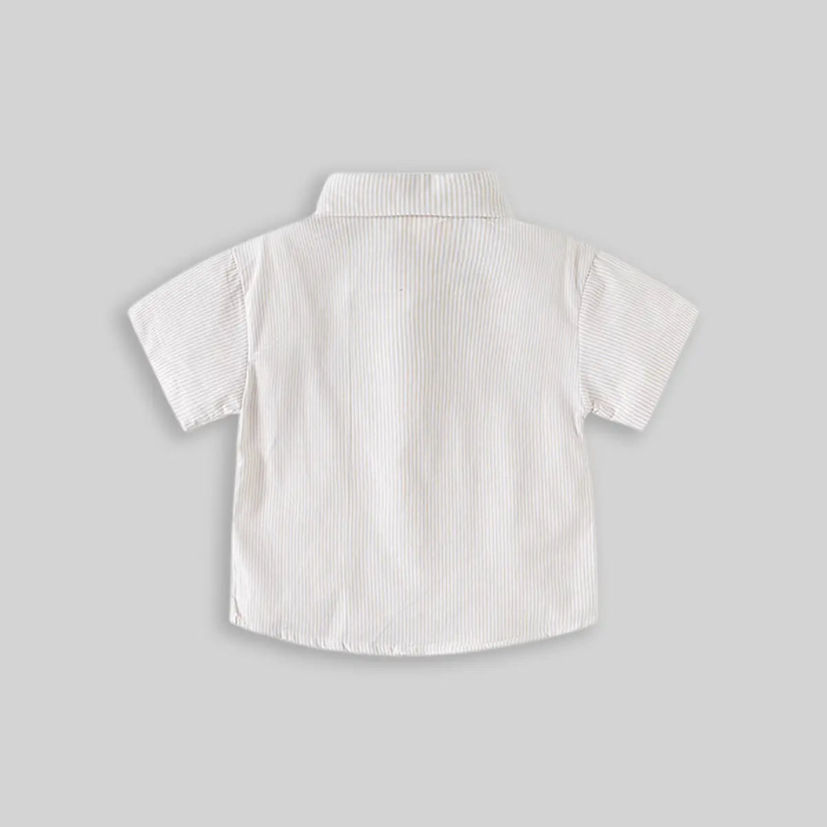 Boys Beige Striped Casual Shirt with Shark Embroidery Shirts