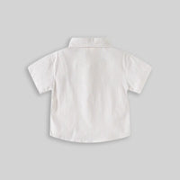 Boys Beige Striped Casual Shirt with Shark Embroidery Shirts