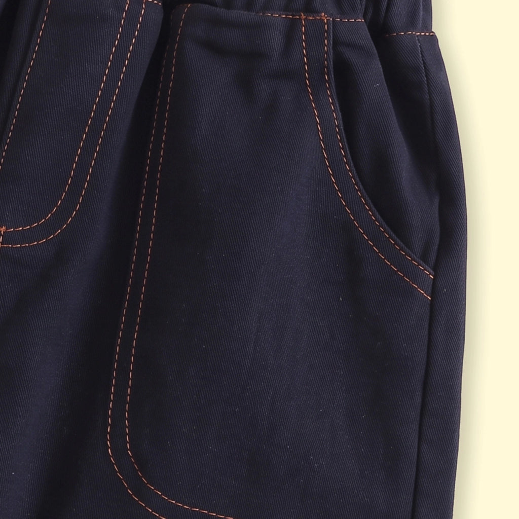 Boys Navy Blue Embroidered Jogger Pants
