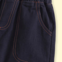 Boys Navy Blue Embroidered Jogger Pants