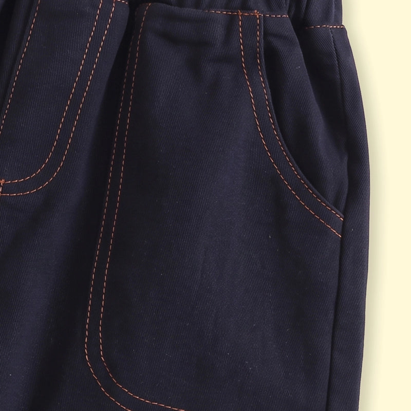 Boys Navy Blue Embroidered Jogger Pants