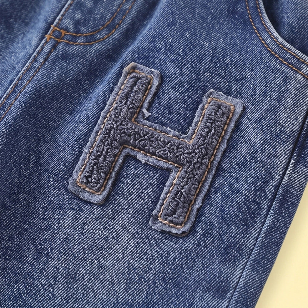 Boys Navy Blue Polo Sweatshirt & Denim Pants Sets Sets