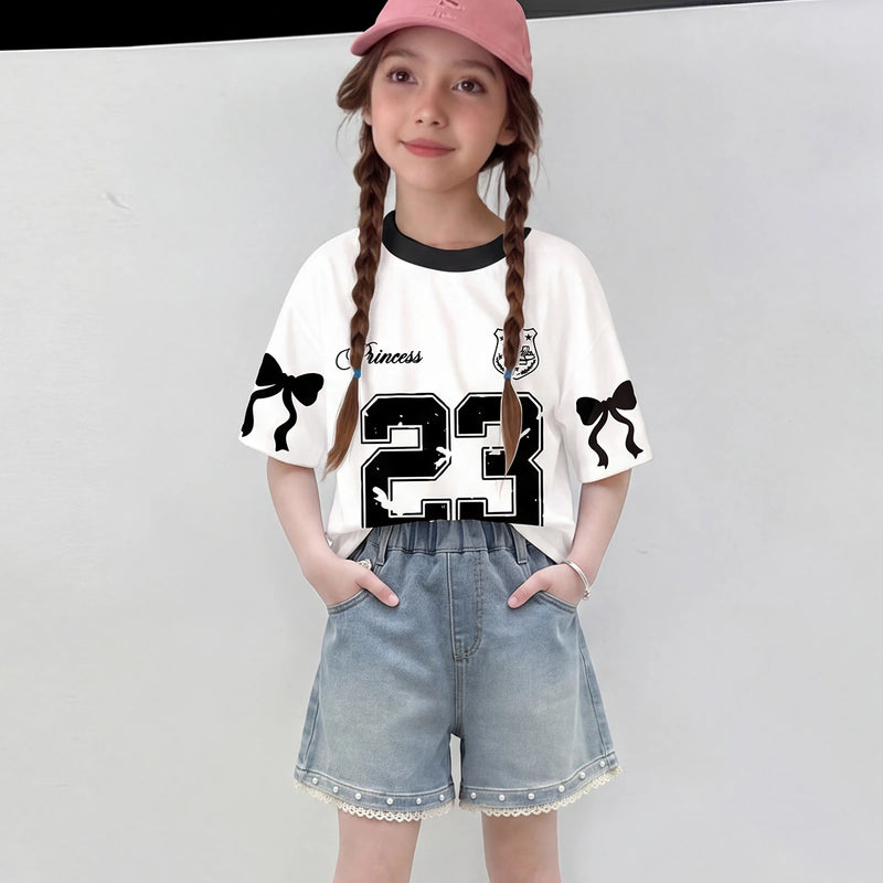 Girls Light Blue Pearl Embellished Denim Shorts Shorts Light Blue 5-6 Y