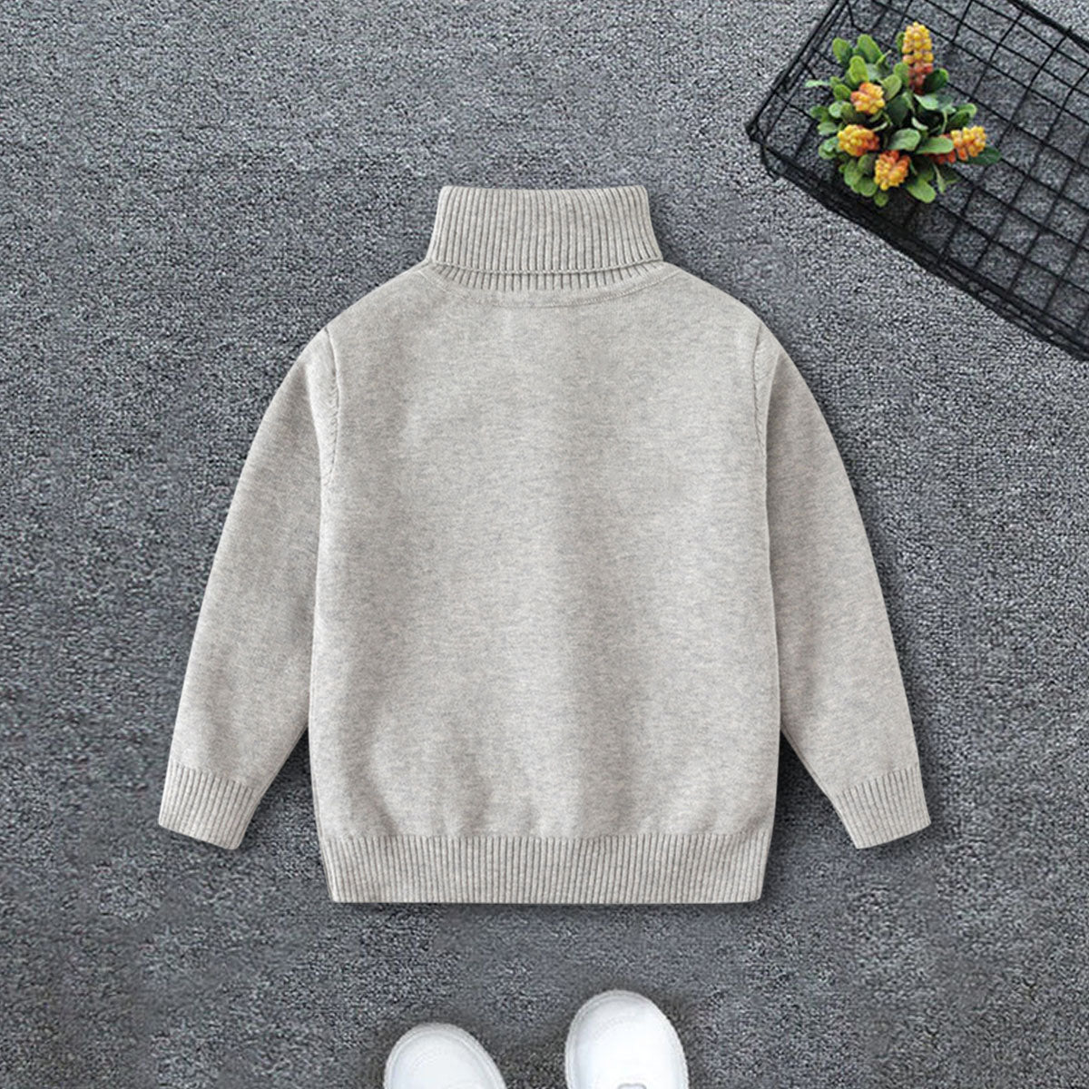 Boys Grey Textured Turtleneck Sweater Sweaters & Cardigans Grey 2-3 Y