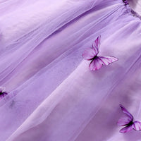 Girls Lavender Butterfly Applique A-line Dress Casual Dresses
