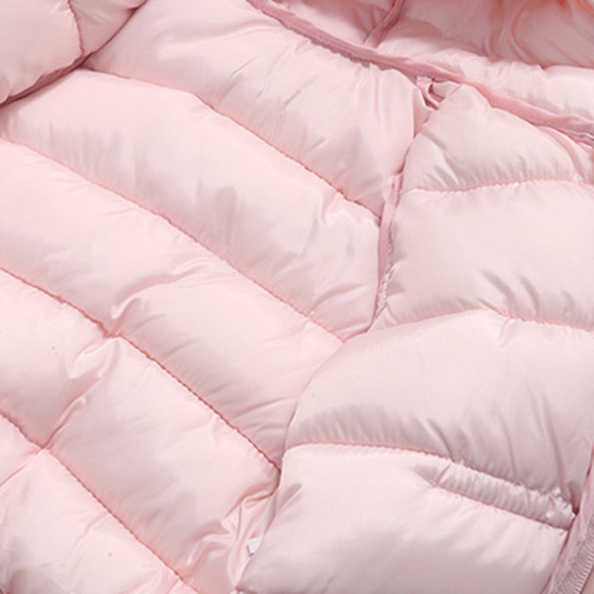 Boys Light Pink Solid Front Zipper Hooded Puffer Jacket Coats & Jackets