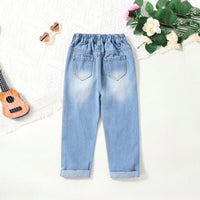 Girls Light Blue Distressed Denim Pant Jeans
