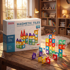 Multicolour STEM Magnetic Rolling Ball Building Blocks Tiles Set Trending Accessories