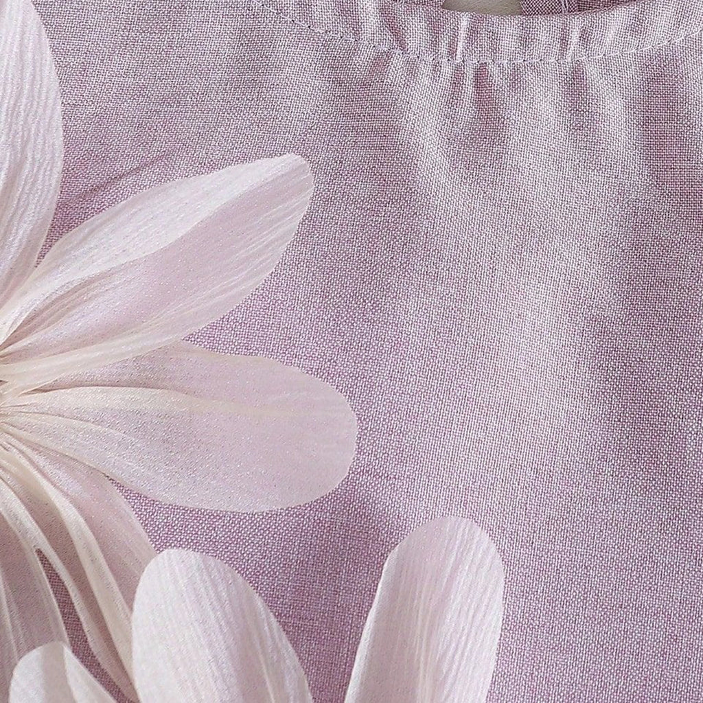 Girls Lavender Floral Applique Short Sleeve Top With Shorts Sets 2 pc. Sets
