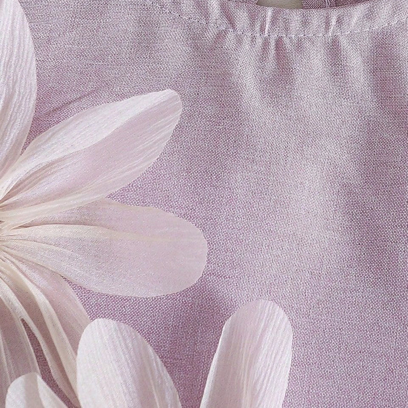 Girls Lavender Floral Applique Short Sleeve Top With Shorts Sets 2 pc. Sets