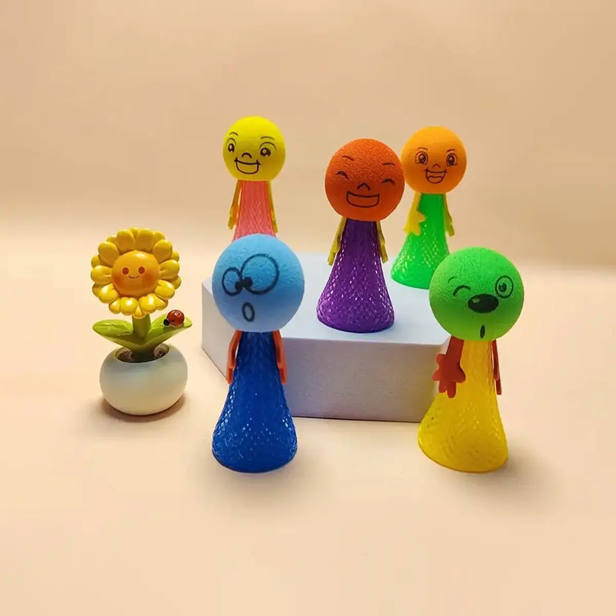 Kids Emoji Pop-Up Bounce Toys - Pack of 5 Trending Accessories Multicolor Onesize