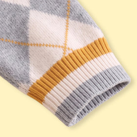 Boys Grey Diamond Jacquard Long Sleeve Sweater Sweaters & Cardigans
