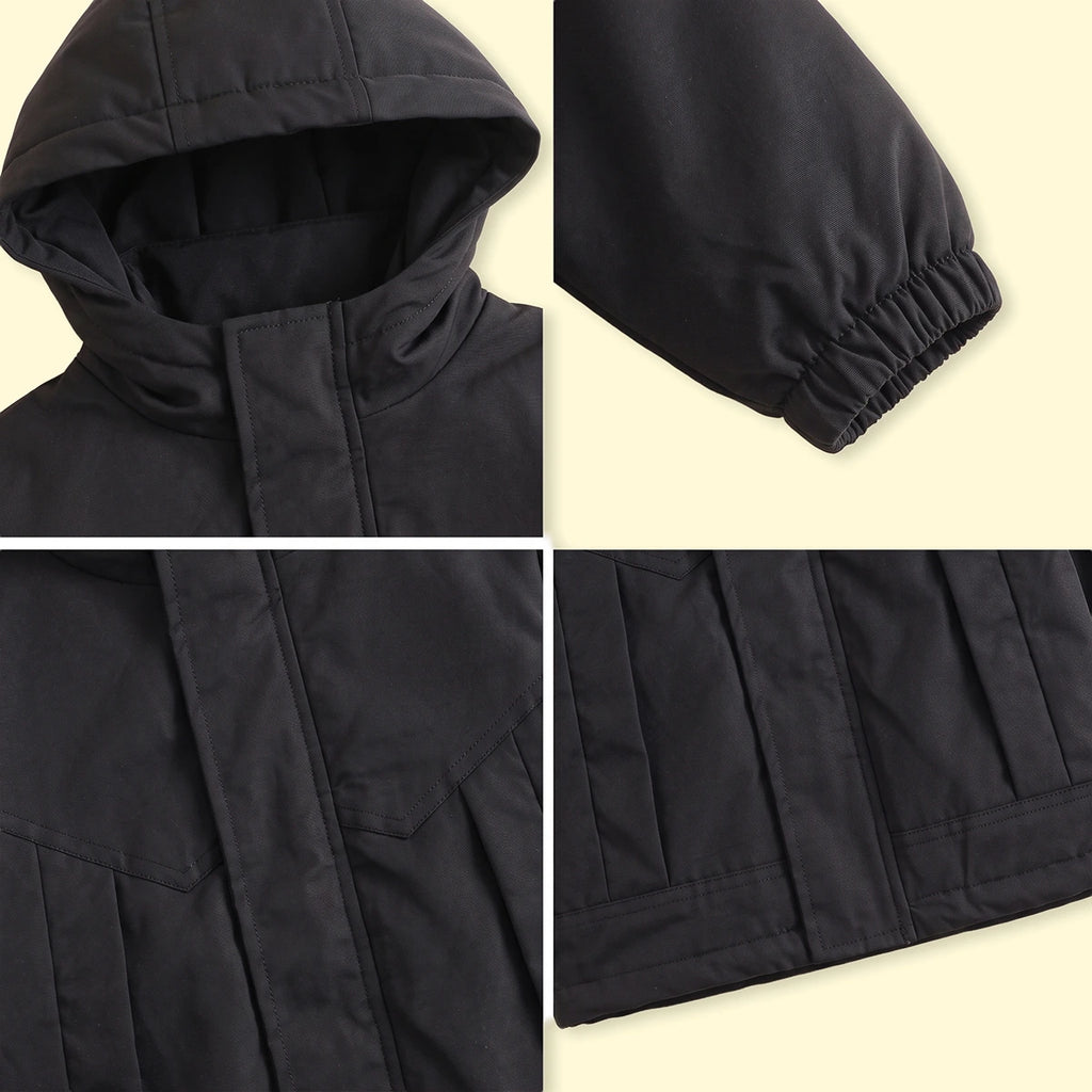 Boys Black Hooded Zip-up Jacket Coats & Jackets